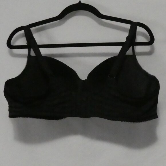 DEESSE LINGERIE | 42 DD | Black and Grey Striped Full Coverage Bra | Underwire - Picture 2 of 16